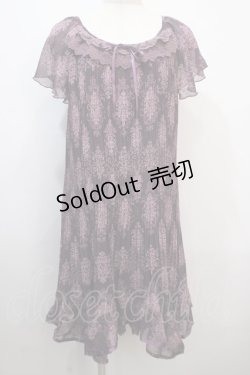 画像1: axes femme / アラベスク柄プリーツシフォンワンピース M 紫 Y-25-04-20-076-AX-OP-SZ-ZI