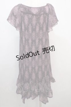 画像2: axes femme / アラベスク柄プリーツシフォンワンピース M 紫 Y-25-04-20-076-AX-OP-SZ-ZI