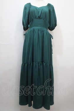 画像1: axes femme POETIQUE / パフ袖ウエストカットワンピース M グリーン Y-25-04-20-077-AX-OP-SZ-ZY