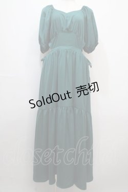 画像1: axes femme POETIQUE / パフ袖ウエストカットワンピース M グリーン Y-25-04-20-077-AX-OP-SZ-ZY