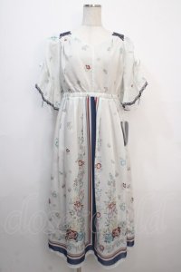 axes femme / ボタニカルスカーフ柄ワンピース F 白 Y-25-04-20-078-AX-OP-SZ-ZY