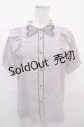 axes femme POETIQUE / バタフライ刺繍襟半袖ブラウス M ラベンダー Y-25-04-20-008-AX-BL-SZ-ZY
