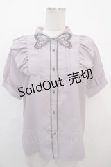 axes femme POETIQUE / バタフライ刺繍襟半袖ブラウス M ラベンダー Y-25-04-20-008-AX-BL-SZ-ZY