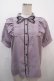 画像1: axes femme POETIQUE / バタフライ刺繍襟半袖ブラウス M ラベンダー Y-25-04-20-008-AX-BL-SZ-ZY (1)