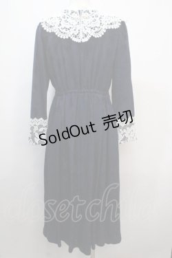 画像2: axes femme NOSTALGIE / レース襟付ジャガードワンピース M 紺 Y-25-04-20-079-AX-OP-SZ-ZT138