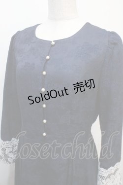 画像3: axes femme NOSTALGIE / レース襟付ジャガードワンピース M 紺 Y-25-04-20-079-AX-OP-SZ-ZT138