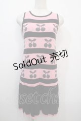 MILK / チェリーボーダーニットノースリーブワンピース  クロ×ピンク Y-25-04-20-089-ML-OP-SZ-ZY