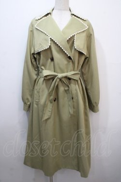 画像1: axes femme / バイカラーレーストレンチコート M グリーン Y-25-04-20-095-AX-CO-SZ-ZI