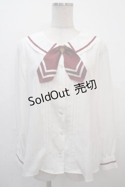 画像1: Amavel / セーラーカラータックブラウス M 赤 Y-25-04-20-010-CA-BL-SZ-ZY