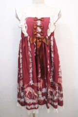 Doll Paradise / バンビプリントジャンパースカート S 赤 Y-25-04-20-098-LO-OP-SZ-ZY