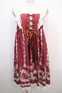 Doll Paradise / バンビプリントジャンパースカート S 赤 Y-25-04-20-098-LO-OP-SZ-ZY