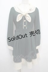 axes femme / 刺繍入りセーラーワンピース M グリーン Y-25-04-20-103-AX-OP-SZ-ZI