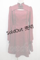 axes femme POETIQUE / チャイナスリット袖ワンピース M ワイン Y-25-04-20-104-AX-OP-SZ-ZT071