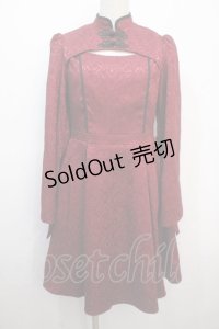 axes femme POETIQUE / チャイナスリット袖ワンピース M ワイン Y-25-04-20-104-AX-OP-SZ-ZT071