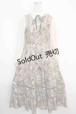 画像1: axes femme / クラシカルフラワーワンピース/ミュルーズ染織美術館コラボ  茶 Y-25-04-20-118-AX-OP-SZ-ZY