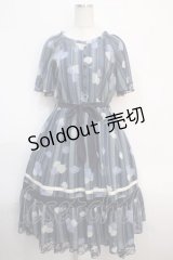 axes femme / 紫陽花シフォンワンピース  紺 Y-25-04-20-121-AX-OP-SZ-ZY