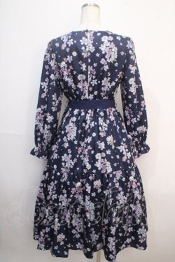 画像2: axes femme / 桜柄ティアードワンピース  紺 Y-25-04-20-122-AX-OP-SZ-ZI