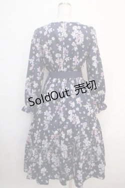 画像2: axes femme / 桜柄ティアードワンピース  紺 Y-25-04-20-122-AX-OP-SZ-ZI