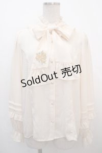 axes femme kawaii / クラシックローズ刺繍ブラウス  白 Y-25-04-20-017-AX-BL-SZ-ZY