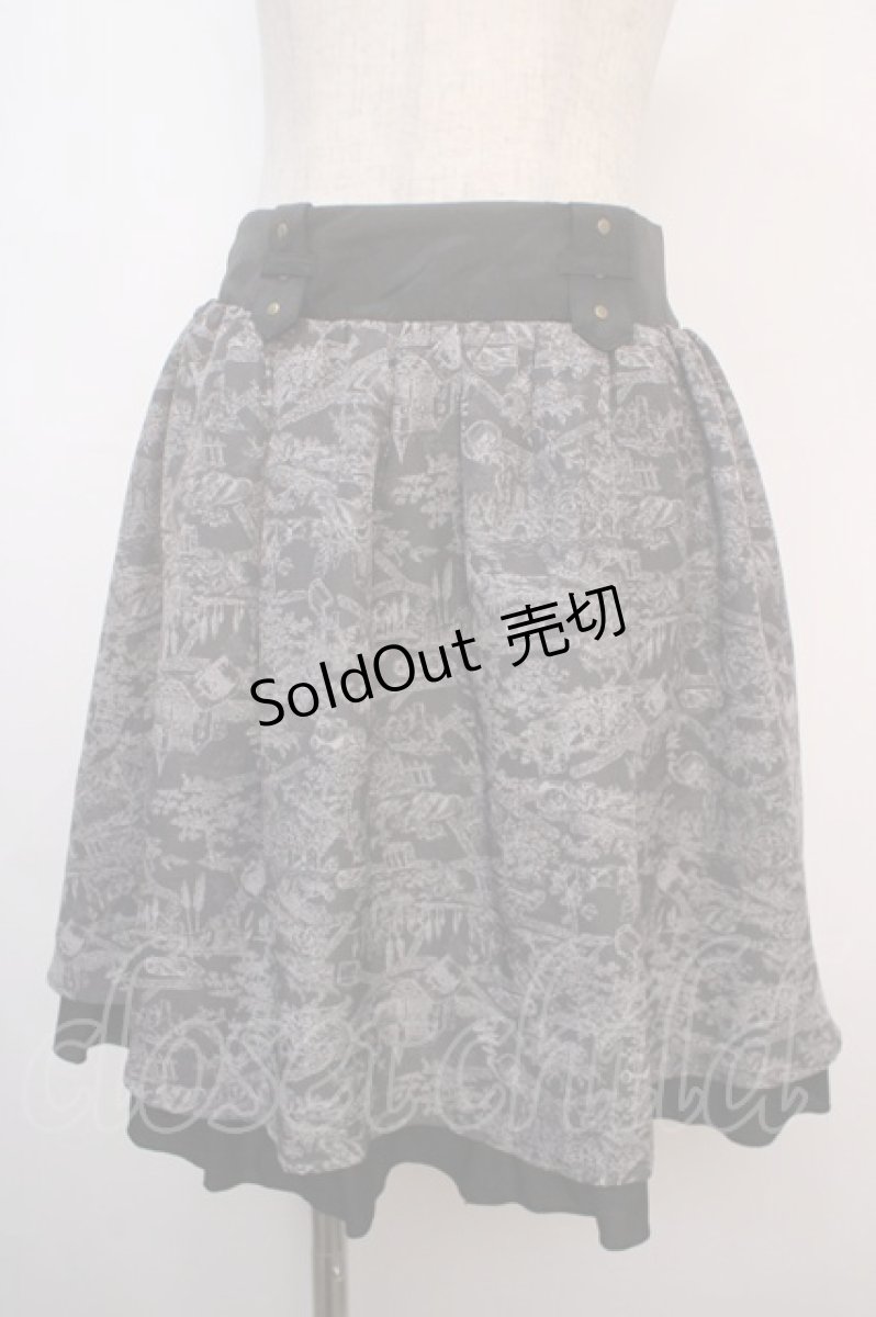 画像1: 【SALE】axes femme / トラベル柄スカート M グレー Y-25-04-20-142-AX-SK-SZ-ZT220 (1)