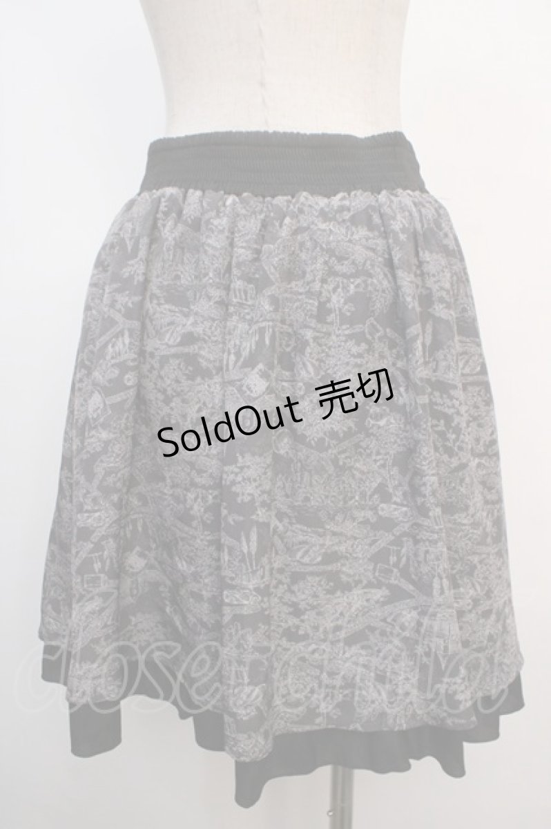 画像2: 【SALE】axes femme / トラベル柄スカート M グレー Y-25-04-20-142-AX-SK-SZ-ZT220 (2)