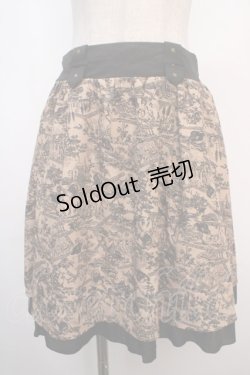 画像1: axes femme / トラベル柄スカート M ベージュ Y-25-04-20-143-AX-SK-SZ-ZI