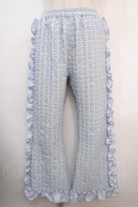 Candy Stripper / POCOPOCO CHECK FRILL パンツ 2 サックス Y-25-04-20-146-PU-PA-SZ-ZY