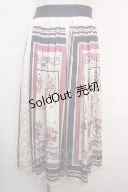 画像1: axes femme / スカーフ柄スカート M 生成り Y-25-04-20-152-AX-SK-SZ-ZY