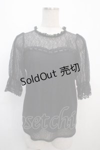 Amavel / 総レース五分袖トップス F 黒 Y-25-04-20-004-CA-TO-SZ-ZY