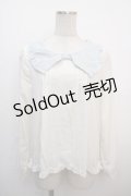 Amavel / リボン襟ブラウス M 白×サックス Y-25-04-20-005-CA-BL-SZ-ZY