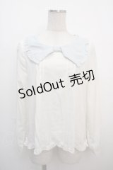 Amavel / リボン襟ブラウス M 白×サックス Y-25-04-20-005-CA-BL-SZ-ZY