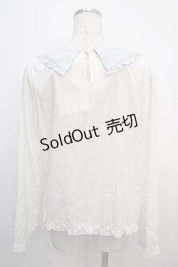 画像2: Amavel / リボン襟ブラウス M 白×サックス Y-25-04-20-005-CA-BL-SZ-ZY