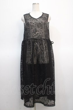 画像1: axes femme / サイドリボン総レースジレ  黒 Y-25-04-21-050-AX-TO-SZ-ZY