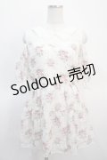 axes femme / 花柄シアーチェックミニワンピース  白 Y-25-04-21-052-AX-OP-SZ-ZY