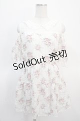 axes femme / 花柄シアーチェックミニワンピース  白 Y-25-04-21-052-AX-OP-SZ-ZY