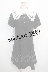 axes femme POETIQUE / レース襟半袖ワンピース  黒 Y-25-04-21-063-AX-OP-SZ-ZY