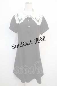 axes femme POETIQUE / レース襟半袖ワンピース  黒 Y-25-04-21-063-AX-OP-SZ-ZY