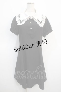 画像1: axes femme POETIQUE / レース襟半袖ワンピース  黒 Y-25-04-21-063-AX-OP-SZ-ZY