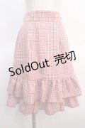 axes femme POETIQUE / リボン付バックフリルスカート M 赤 Y-25-04-21-094-AX-SK-SZ-ZY