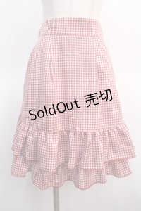 axes femme POETIQUE / リボン付バックフリルスカート M 赤 Y-25-04-21-094-AX-SK-SZ-ZY
