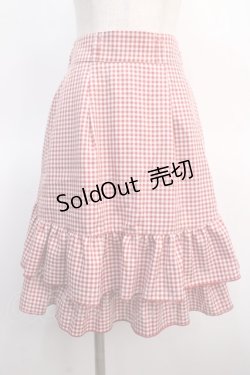 画像1: axes femme POETIQUE / リボン付バックフリルスカート M 赤 Y-25-04-21-094-AX-SK-SZ-ZY