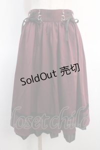 axes femme / レースアップフレアスカート  ワイン Y-25-04-21-098-AX-SK-SZ-ZI