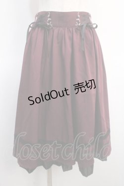 画像1: axes femme / レースアップフレアスカート  ワイン Y-25-04-21-098-AX-SK-SZ-ZI
