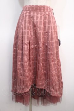 画像1: axes femme POETIQUE / シアーチェックロングスカート M ピンク Y-25-04-21-101-AX-SK-SZ-ZY