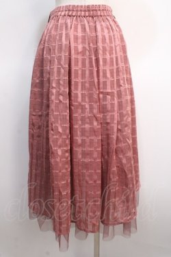 画像2: axes femme POETIQUE / シアーチェックロングスカート M ピンク Y-25-04-21-101-AX-SK-SZ-ZY