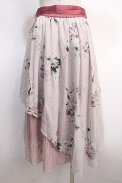 画像2: axes femme / 花柄シアーチェックフレアスカート F ピンク Y-25-04-21-102-AX-SK-SZ-ZY
