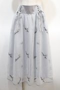 axes femme POETIQUE / メッセージ刺繍チュールスカート M サックス Y-25-04-21-112-AX-SK-SZ-ZY
