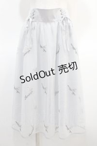 axes femme POETIQUE / メッセージ刺繍チュールスカート M サックス Y-25-04-21-112-AX-SK-SZ-ZY