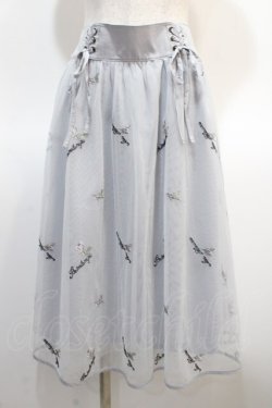 画像1: axes femme POETIQUE / メッセージ刺繍チュールスカート M サックス Y-25-04-21-112-AX-SK-SZ-ZY