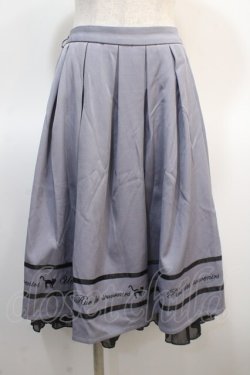 画像1: axes femme POETIQUE / メッセージ刺繍タックスカート M ブルーグレー Y-25-04-21-113-AX-SK-SZ-ZY